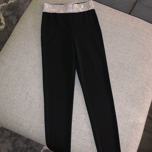 Leggings with rhinestone waistband
